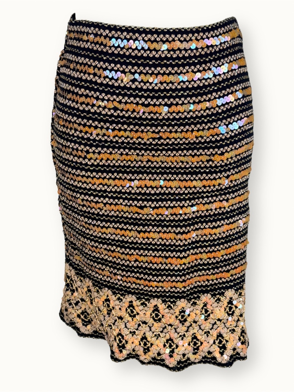 Zadig & Voltaire Justicias Sequin Lace Mini Skirt Size 2 Medium Black Gold